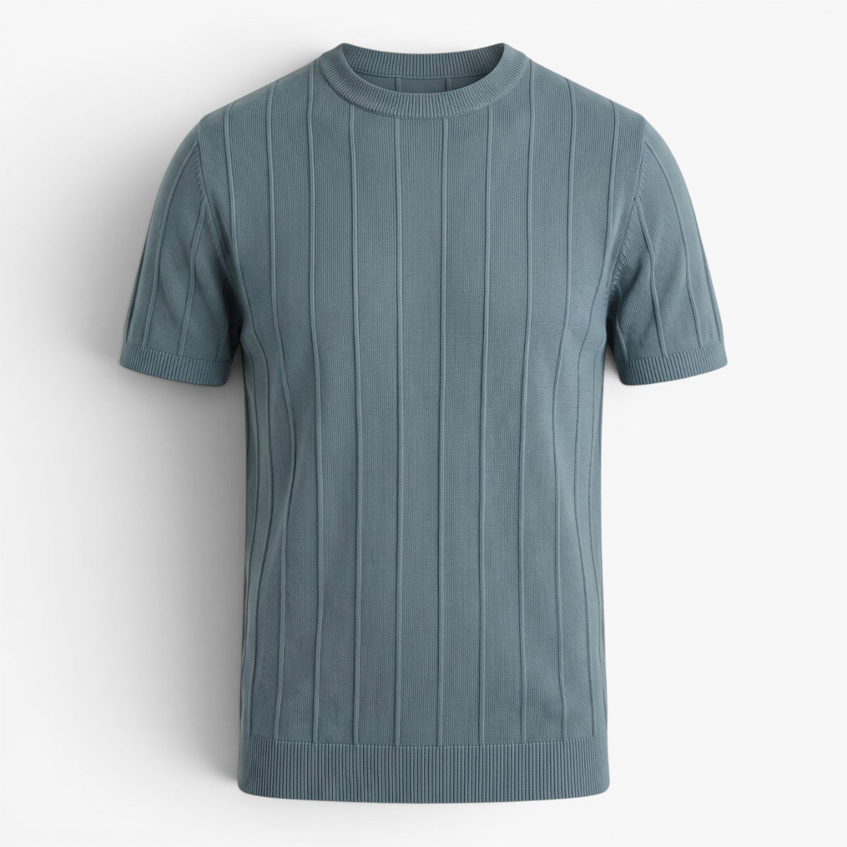 Old Fortune | Heren T-shirt van gebreide stof met verticale ribbels Slim Fit