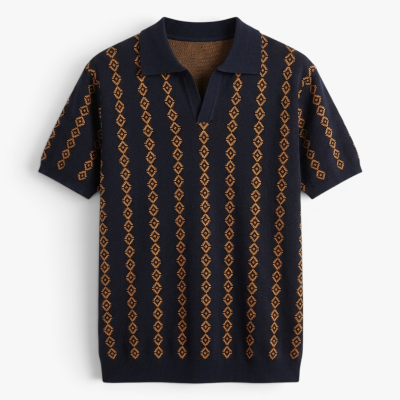 Old Fortune | Heren polo met geometrisch patroon
