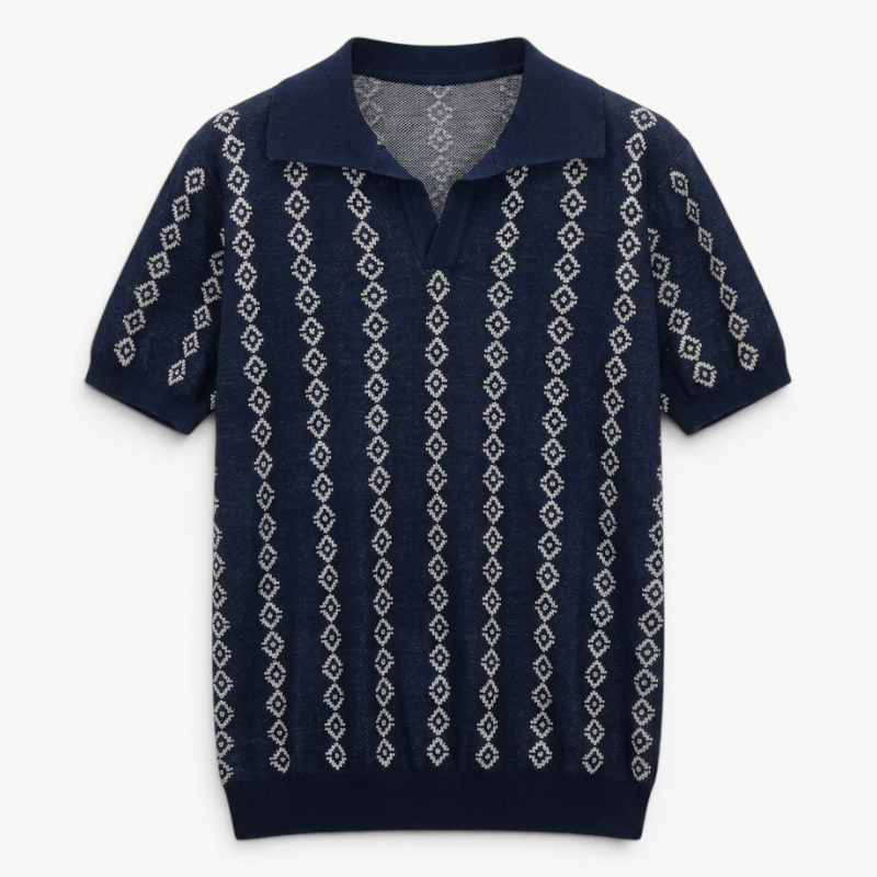 Old Fortune | Heren polo met geometrisch patroon