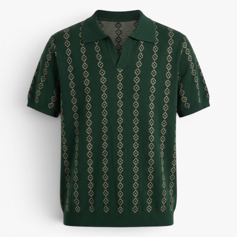 Old Fortune | Heren polo met geometrisch patroon