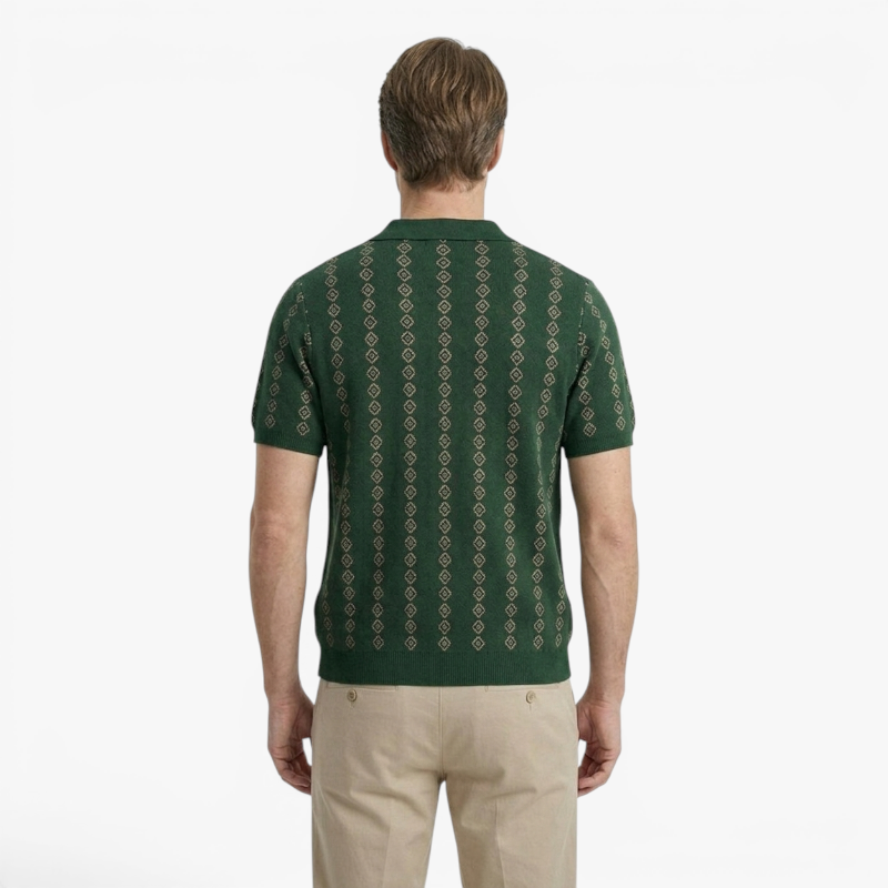 Old Fortune | Heren polo met geometrisch patroon