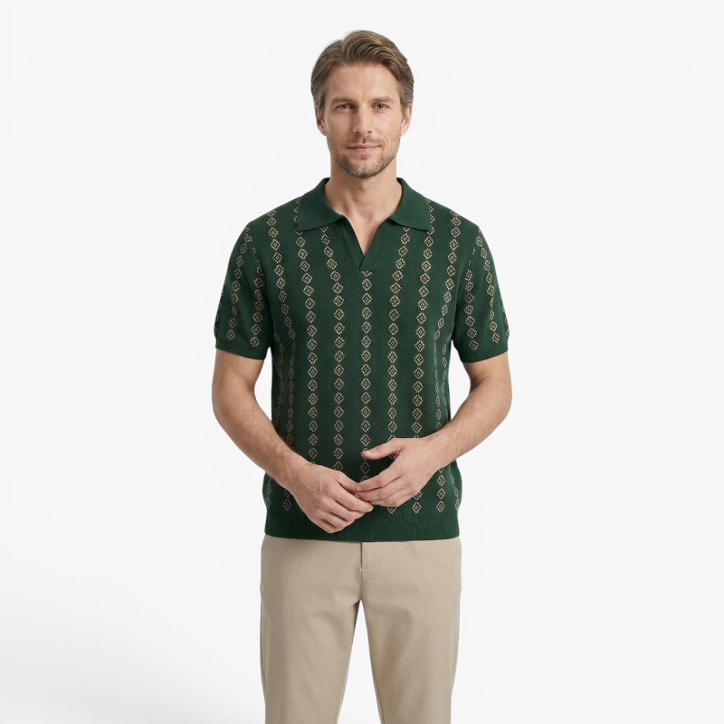 Old Fortune | Heren polo met geometrisch patroon