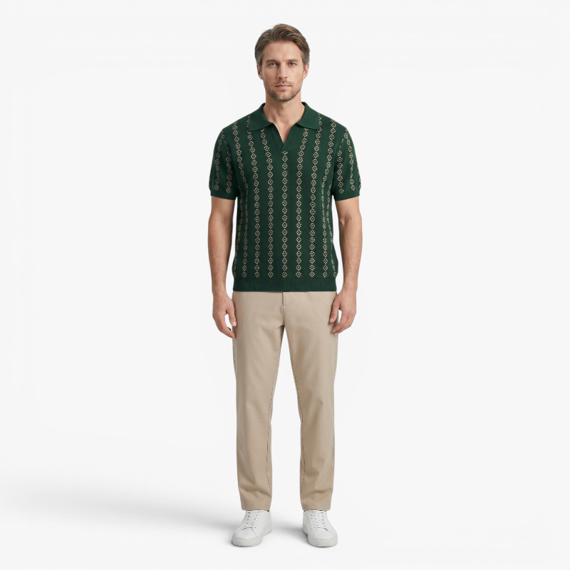 Old Fortune | Heren polo met geometrisch patroon