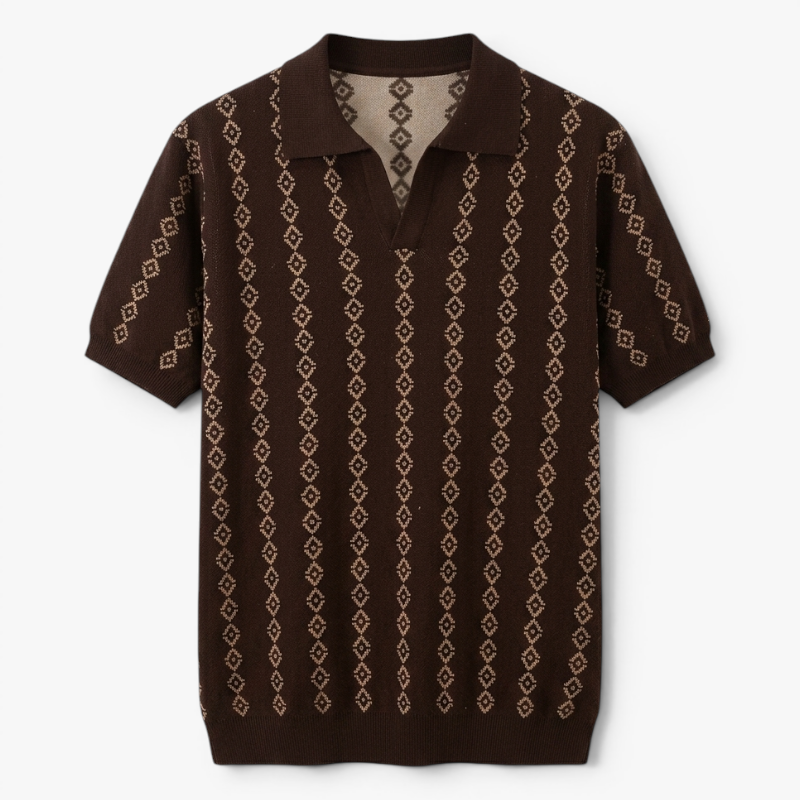 Old Fortune | Heren polo met geometrisch patroon