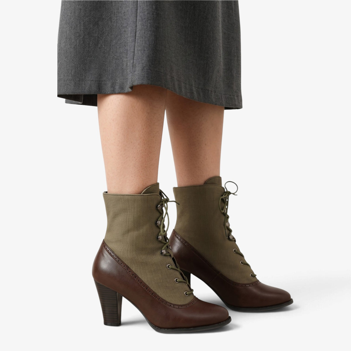 Old Fortune | Damen-Schnürstiefeletten mit Blockabsatz