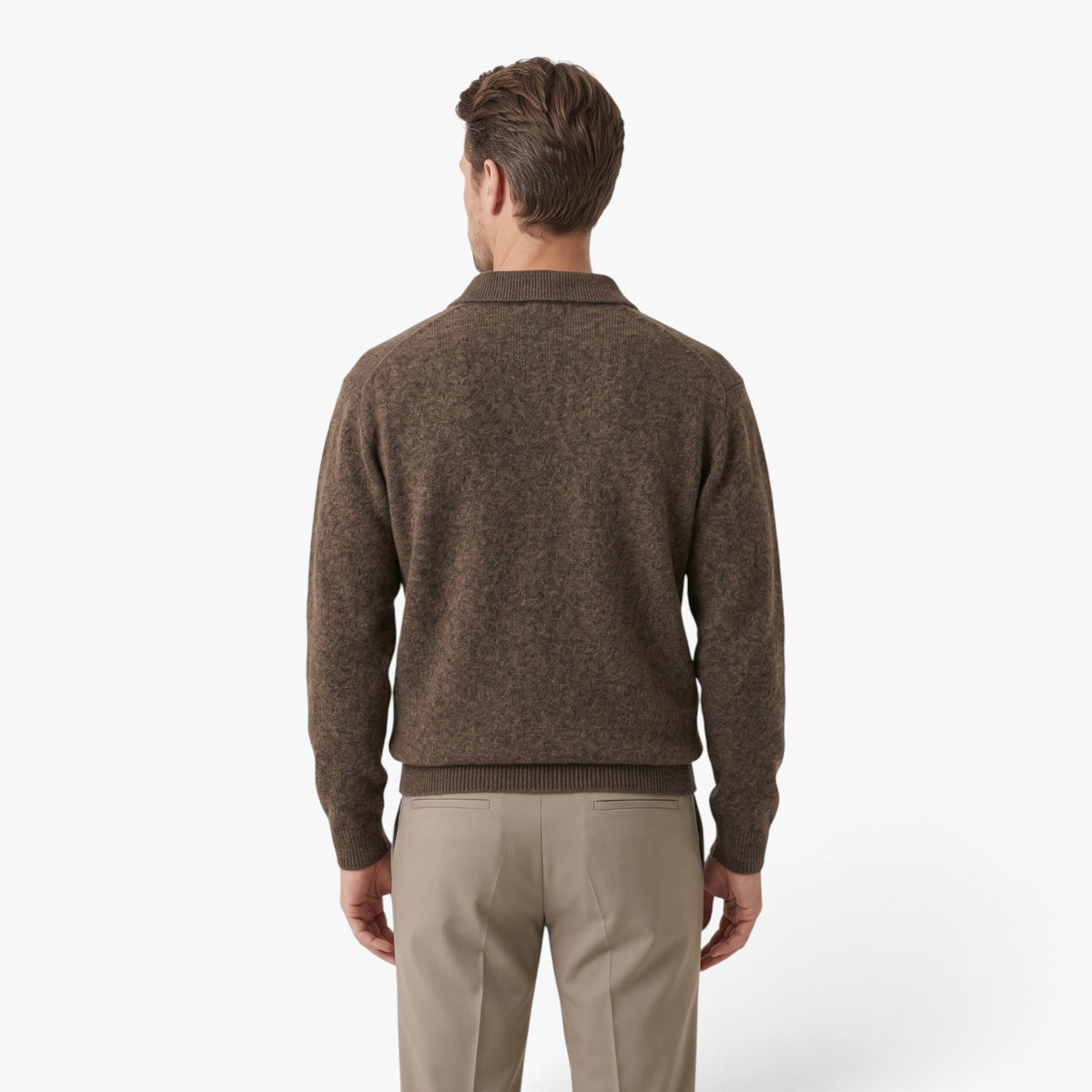 Old Fortune | Męski sweter polo z długim rękawem