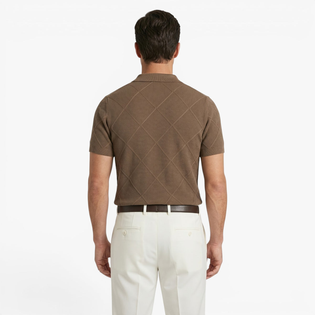 Old Fortune | Heren Gebreide Poloshirt met Geometrisch Patroon