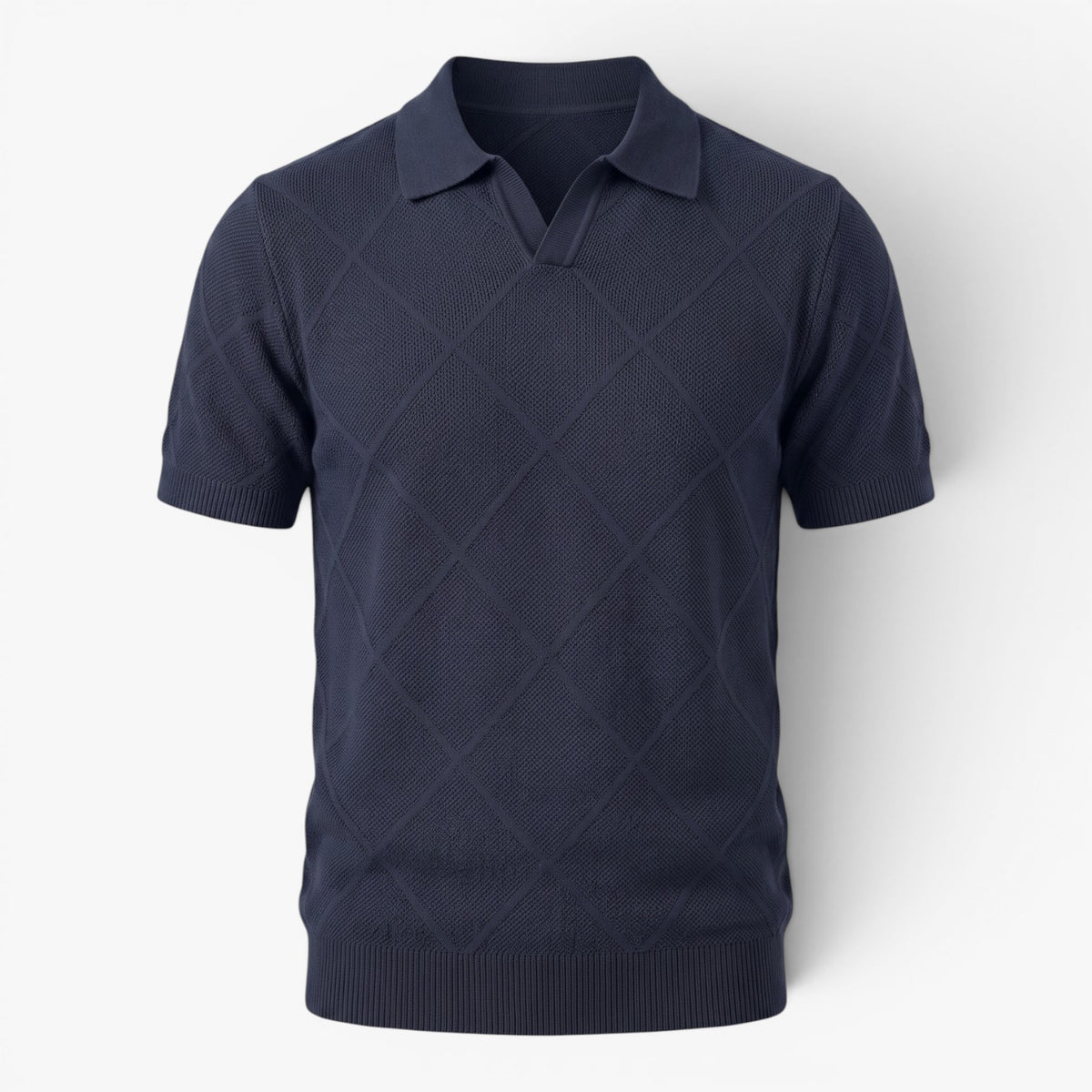 Old Fortune | Heren Gebreide Poloshirt met Geometrisch Patroon