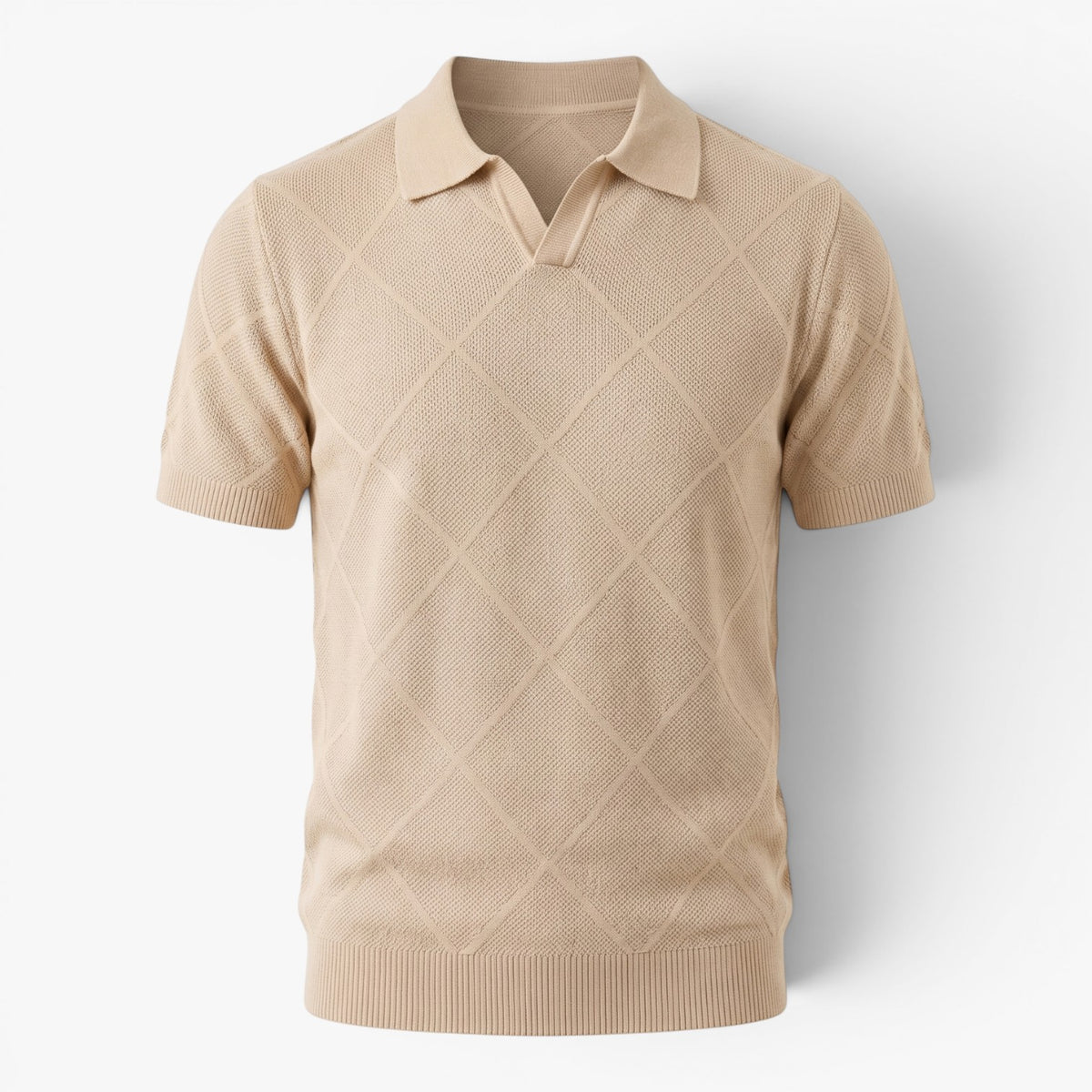 Old Fortune | Heren Gebreide Poloshirt met Geometrisch Patroon
