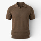 Old Fortune | Heren Gebreide Poloshirt met Geometrisch Patroon