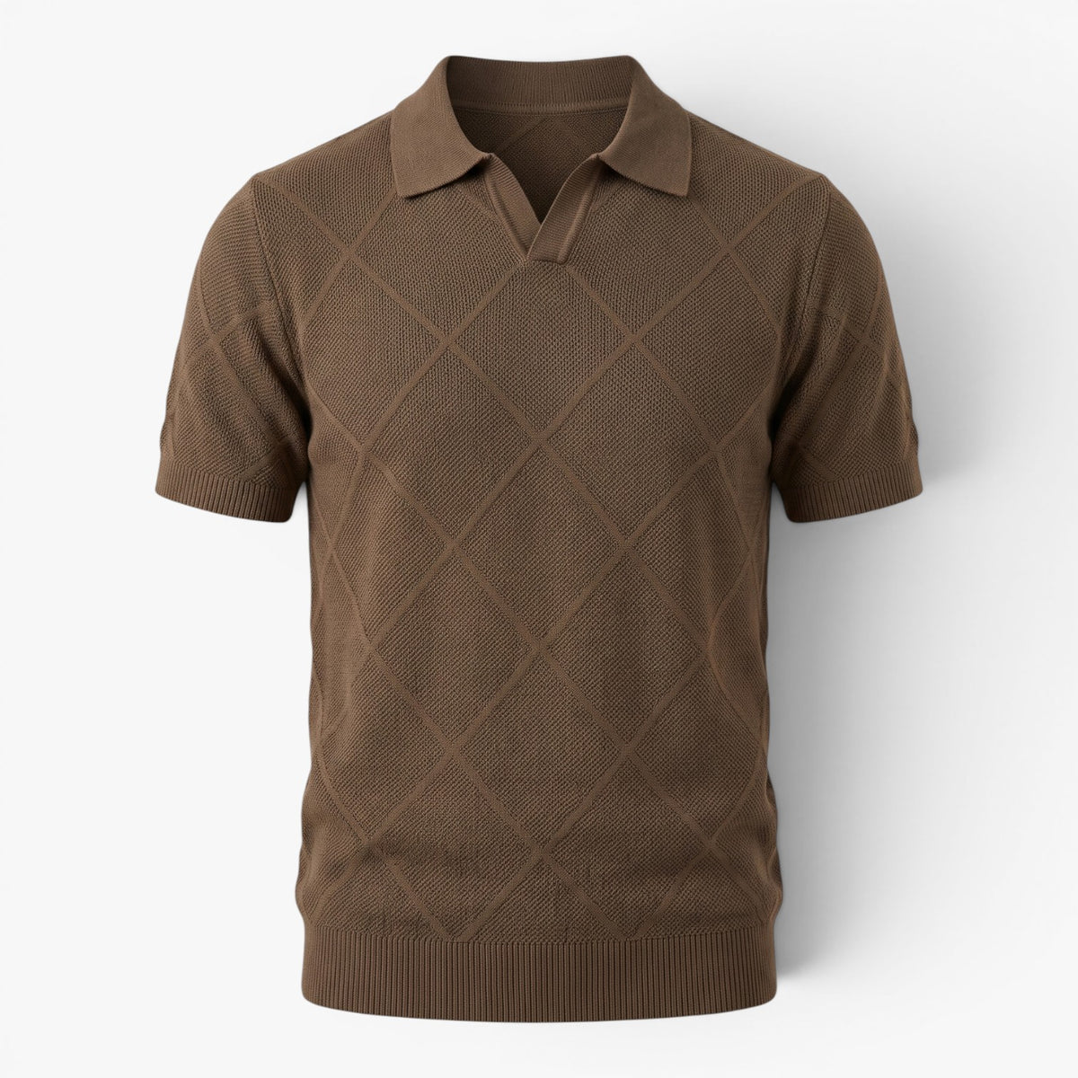 Old Fortune | Heren Gebreide Poloshirt met Geometrisch Patroon