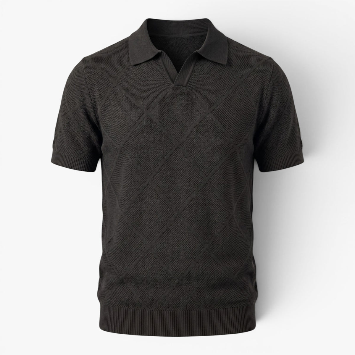 Old Fortune | Heren Gebreide Poloshirt met Geometrisch Patroon