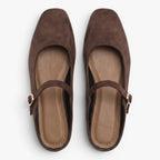 Old Fortune | Damen Wildleder Ballerinas Mule Mary Jane mit Schnalle