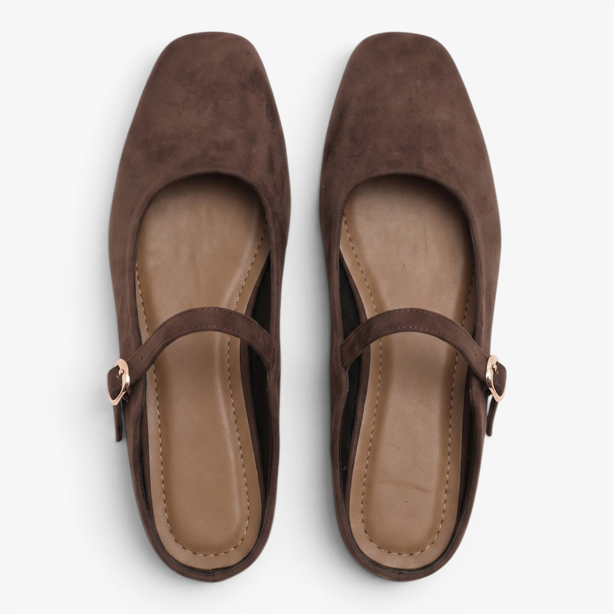 Old Fortune | Damskie Zamszowe Baleriny Mule Mary Jane z Klamrą