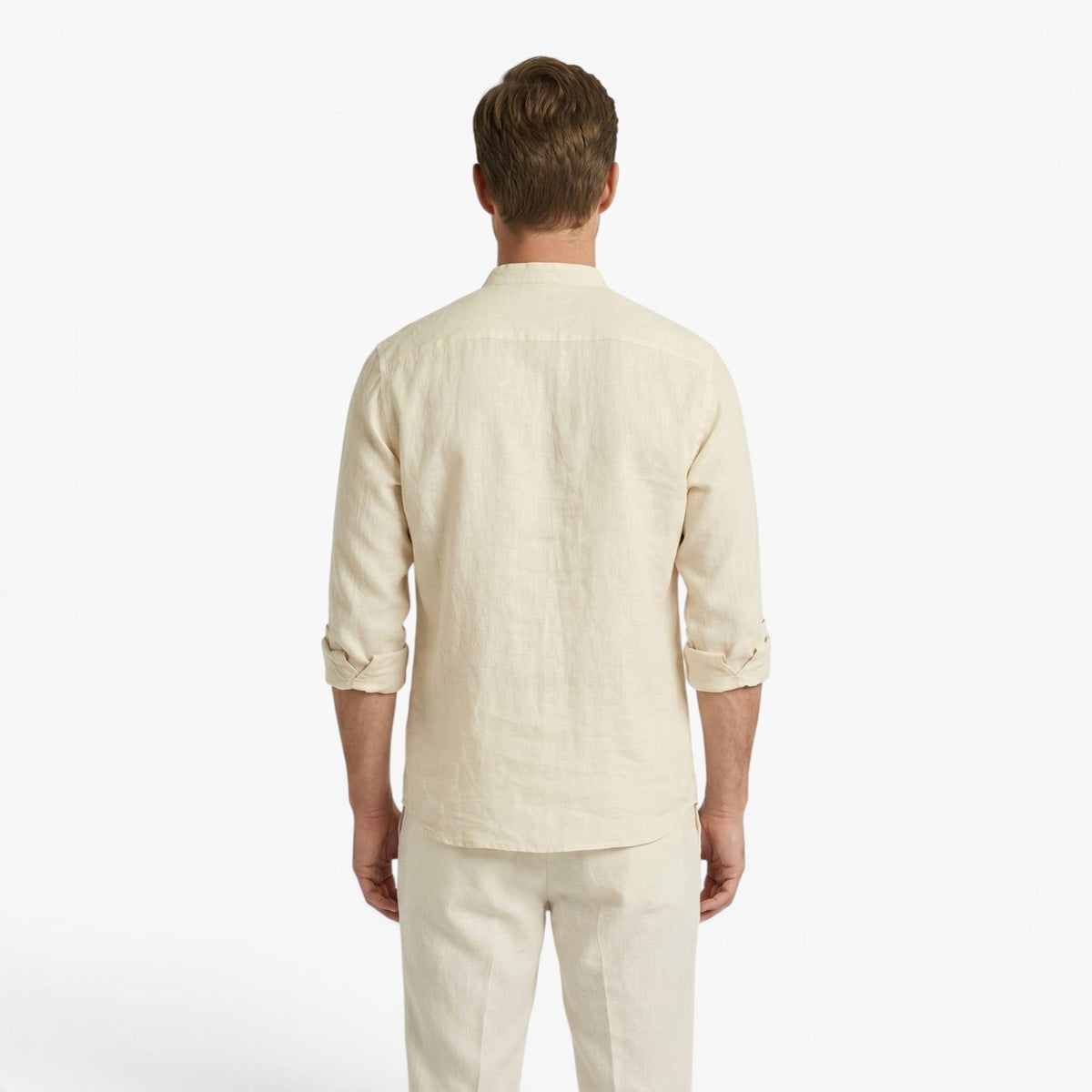 Old Fortune | Heren casual overhemd met losse mandarijnkraag  