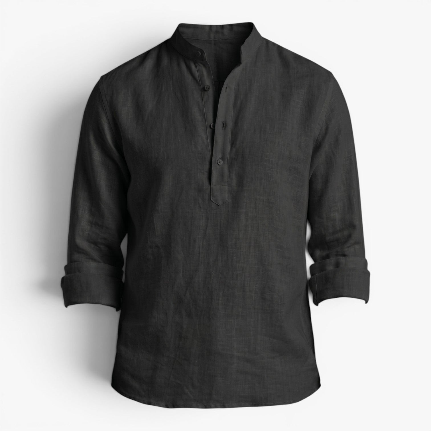 Old Fortune | Heren casual overhemd met losse mandarijnkraag  