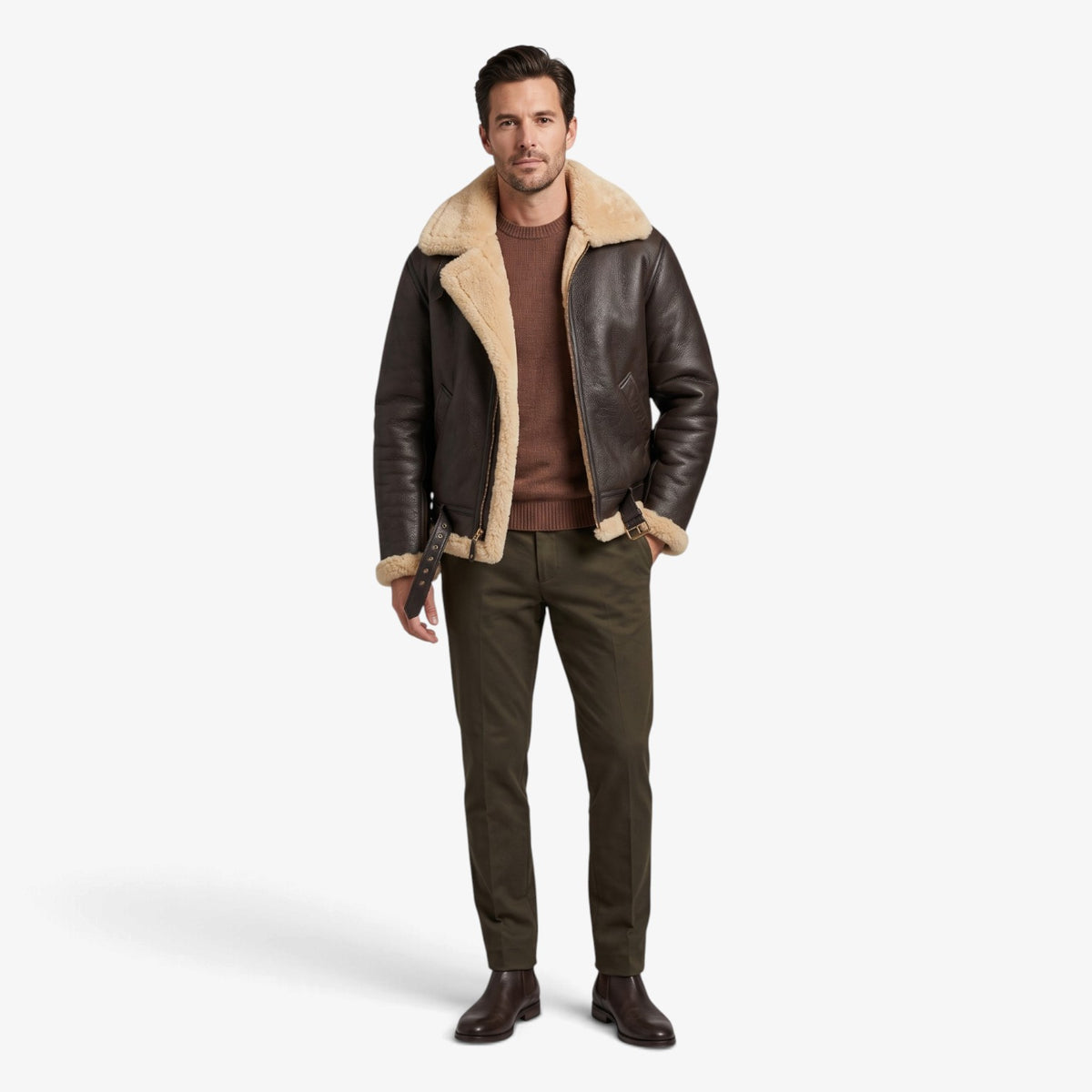 Old Fortune | Herren-Lederjacke mit Schaffellkragen