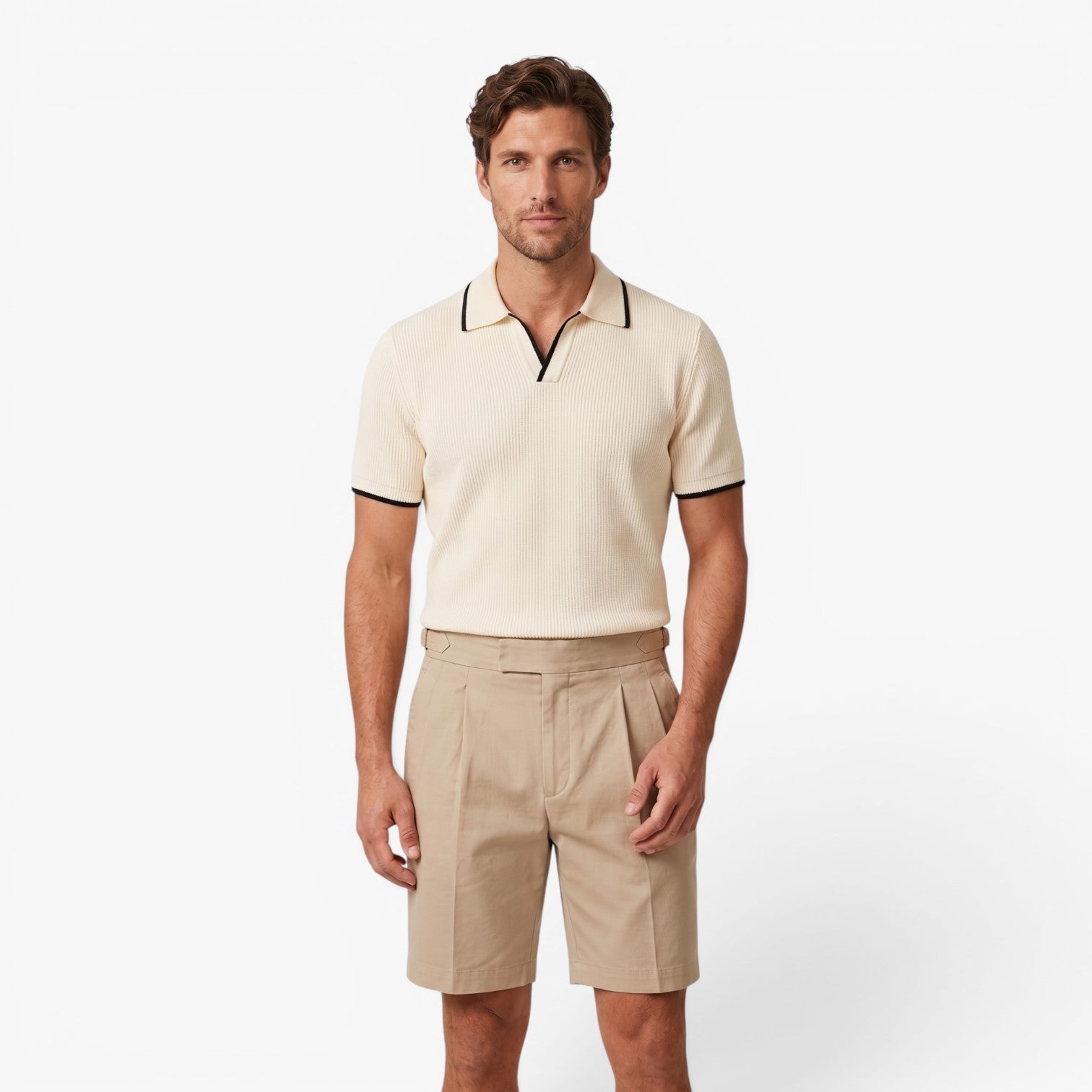 Old Fortune | Heren Polo Tricot T-shirt met Rits Korte Mouw Casual