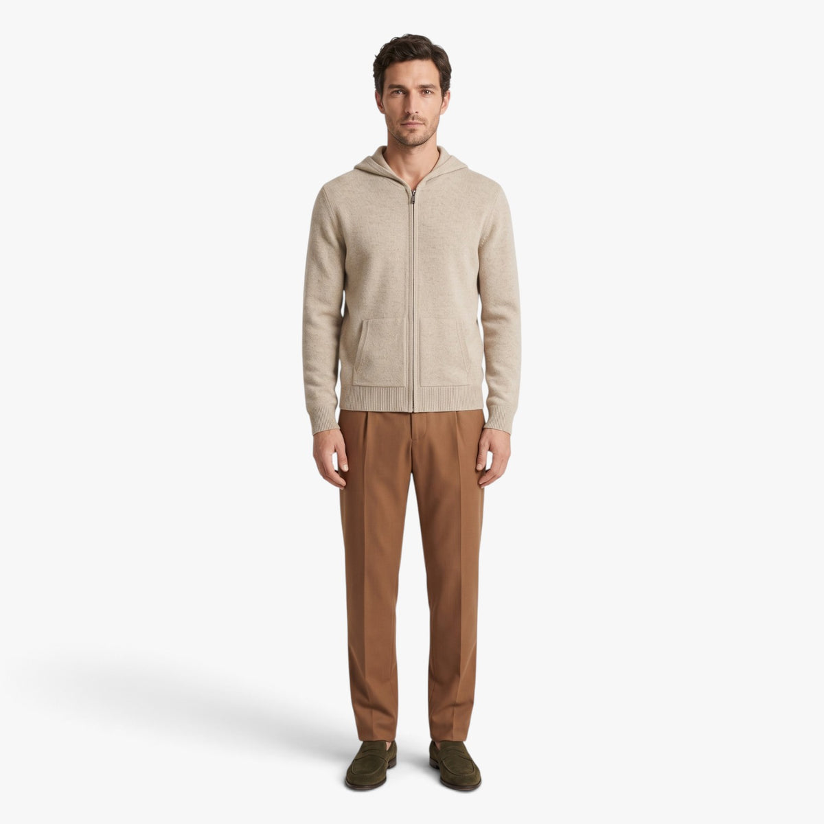 Old Fortune | Herren-Strickpullover mit Kapuze und Reißverschluss