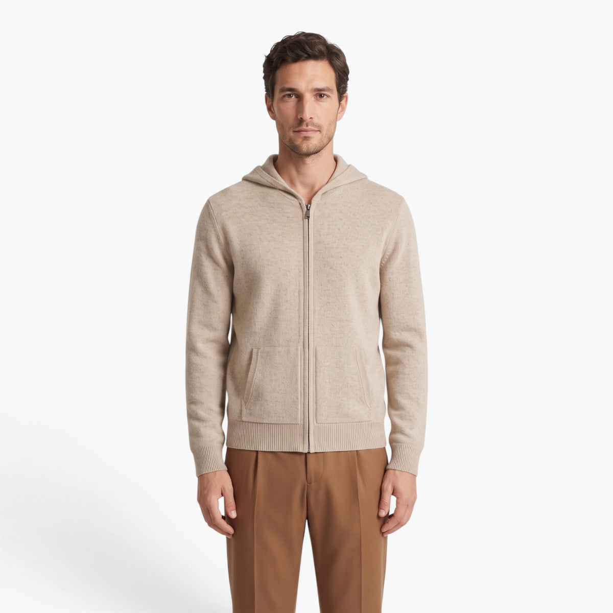 Old Fortune | Herren-Strickpullover mit Kapuze und Reißverschluss