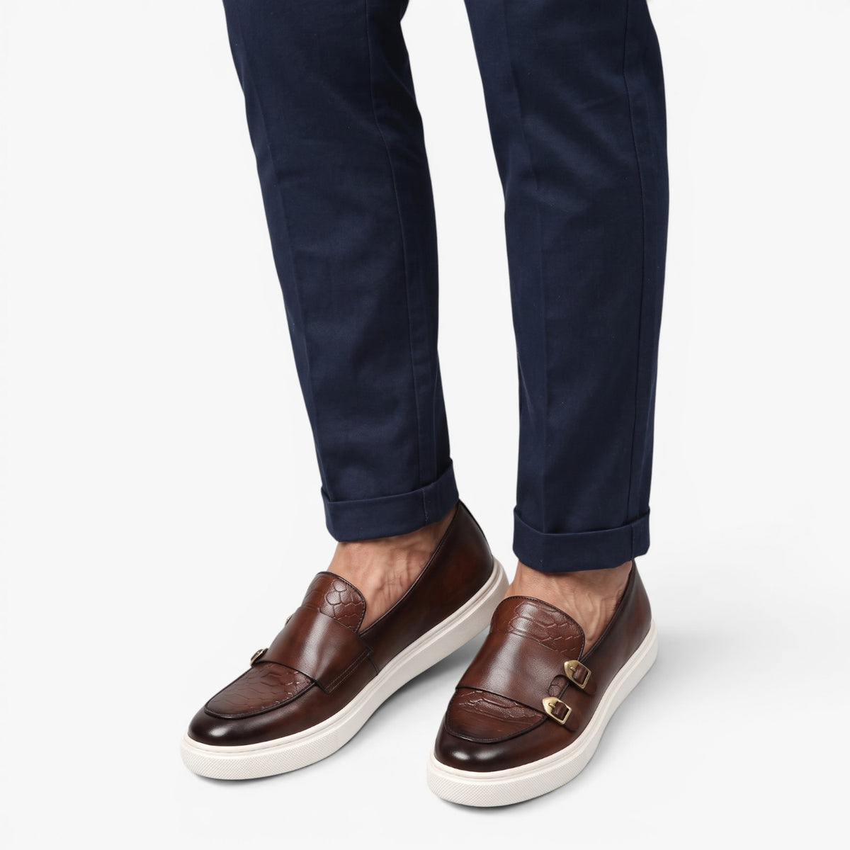 Old Fortune | Herrenslipper mit dekorativem Riemen und geprägtem Finish