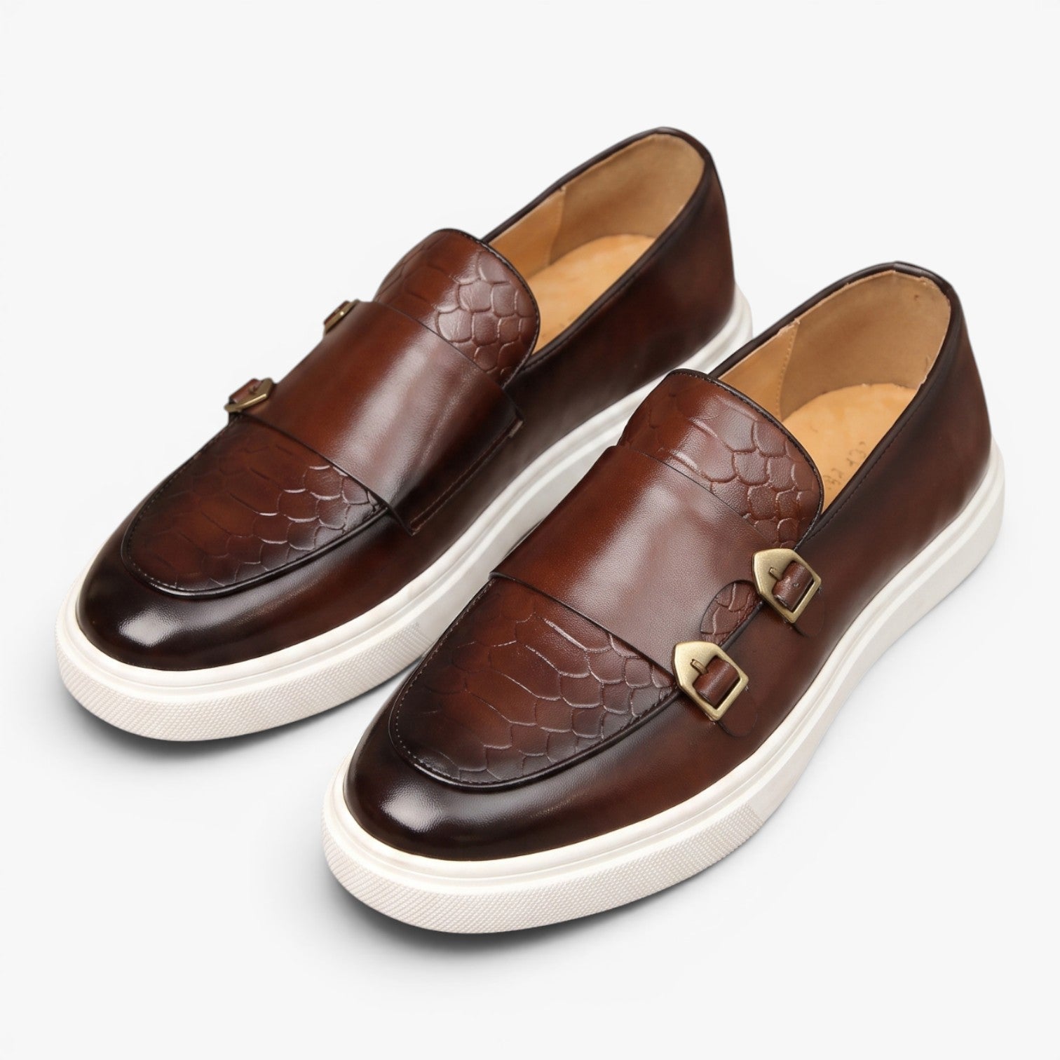 Old Fortune | Herrenslipper mit dekorativem Riemen und geprägtem Finish