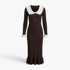 Old Fortune | Women's Ribbed Midi Dress with Ruffles