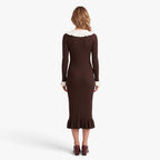 Old Fortune | Women's Ribbed Midi Dress with Ruffles