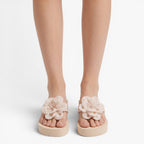 Old Fortune | Women's Platform Slides with Decorative Flower