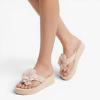 Old Fortune | Women's Platform Slides with Decorative Flower
