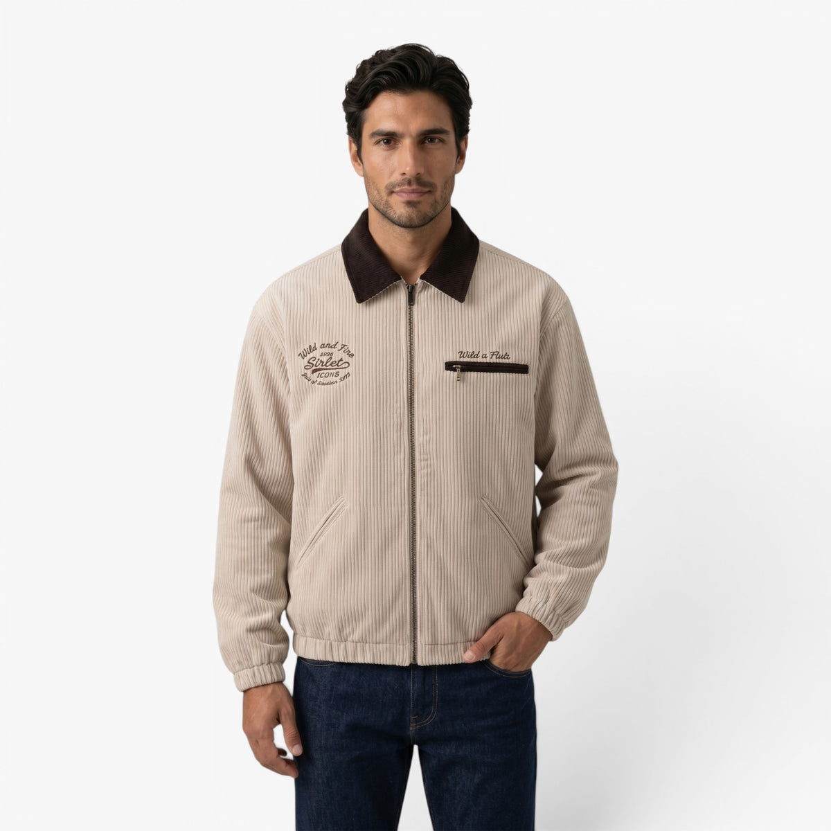 Old Fortune | Herren Vintage Cordjacke mit kontrastierendem Kragen