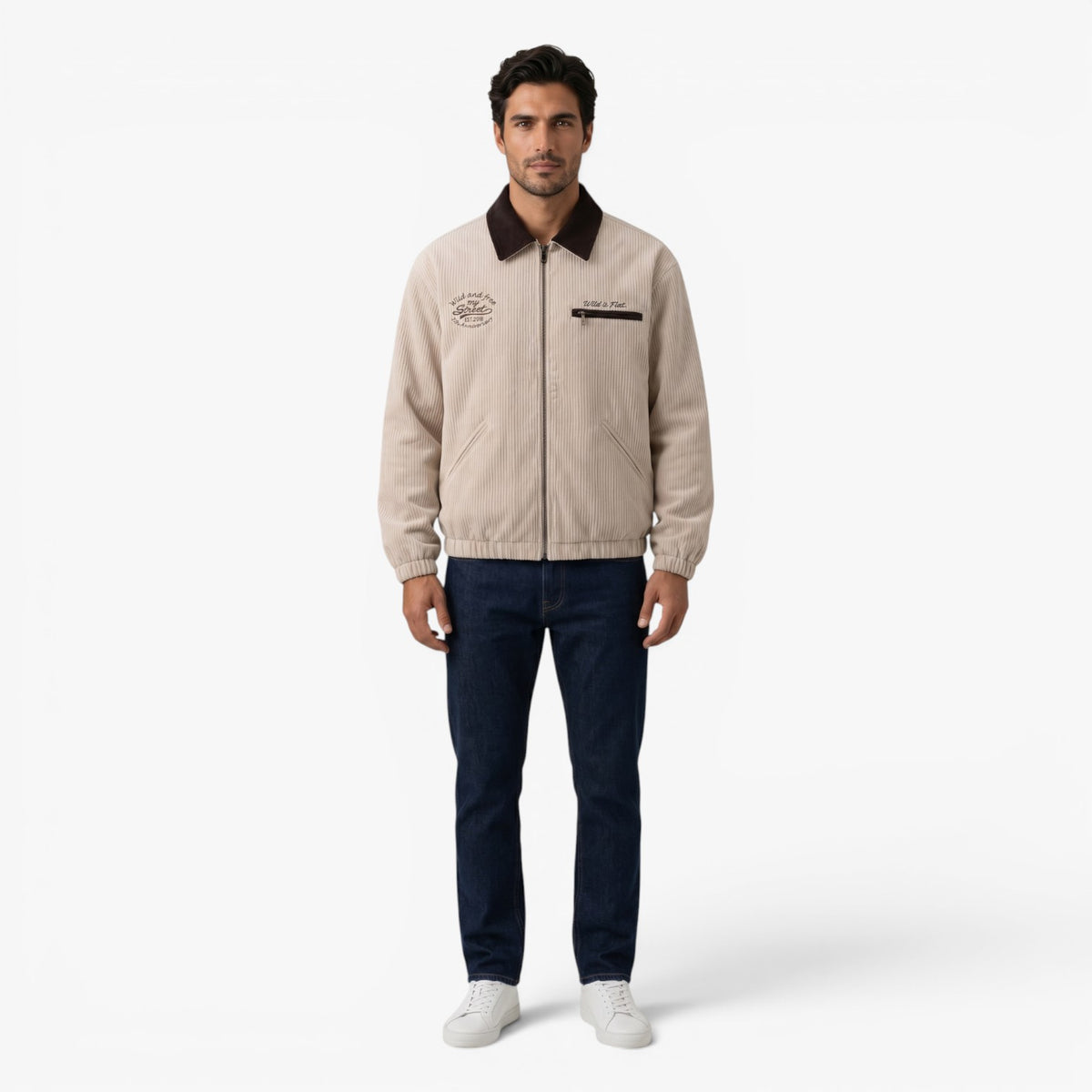 Old Fortune | Herren Vintage Cordjacke mit kontrastierendem Kragen