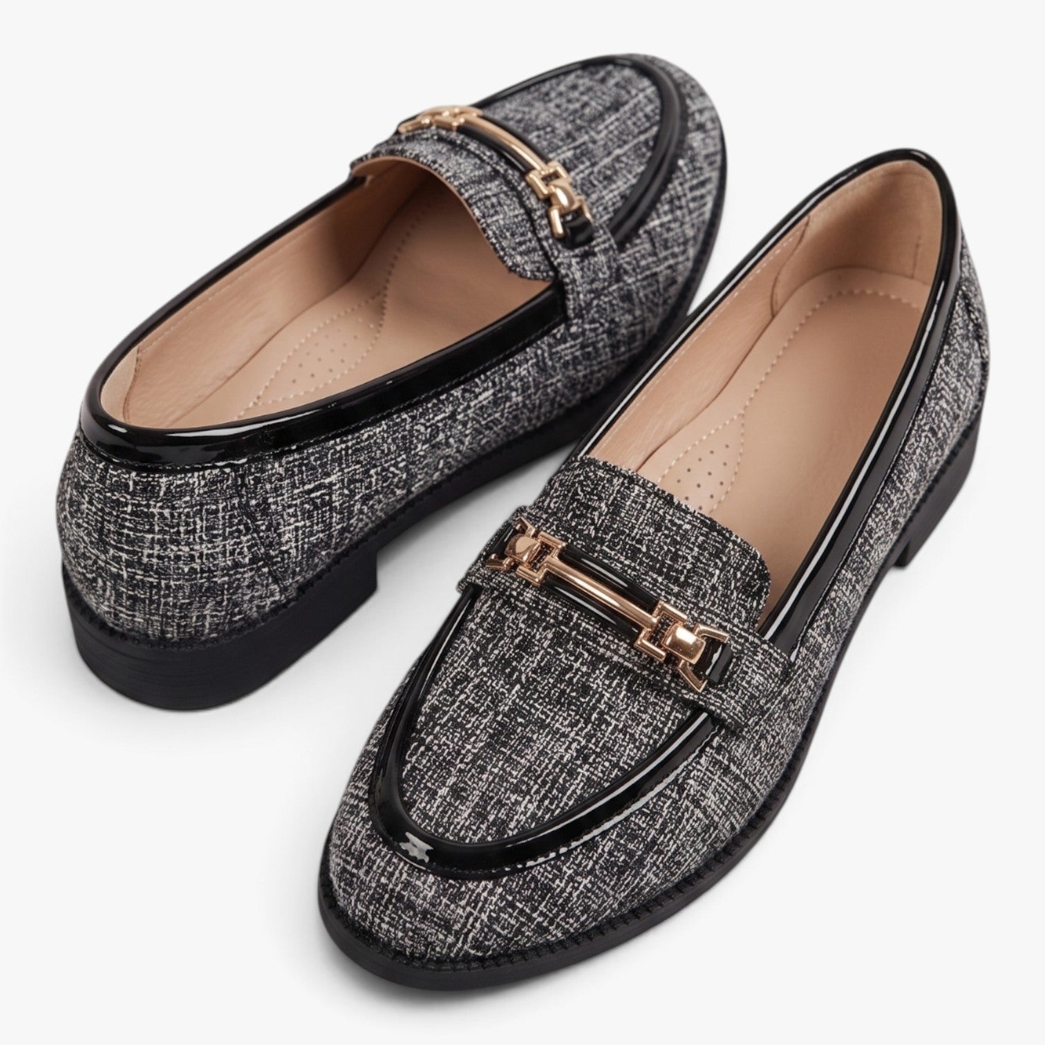 Old Fortune | Damskie Mokasyny Loafers z Ozdobną Klamrą