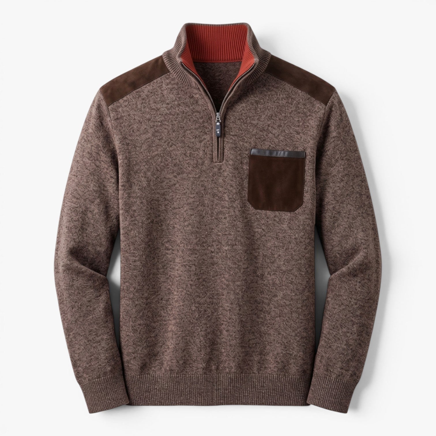 Old Fortune | Herrenpullover mit Stehkragen, Reißverschluss und kontrastierenden Einsätzen