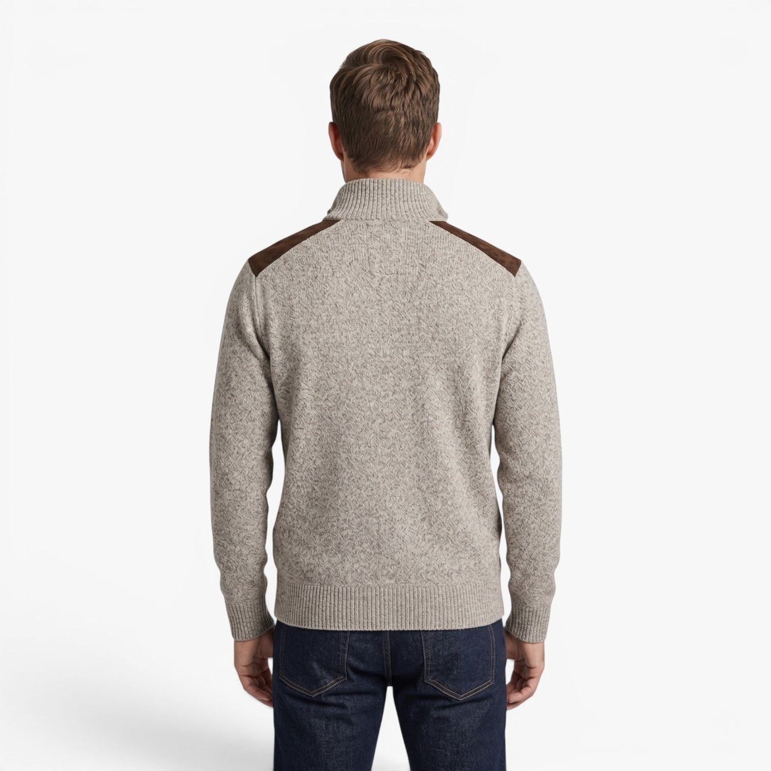 Old Fortune | Herrenpullover mit Stehkragen, Reißverschluss und kontrastierenden Einsätzen