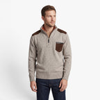 Old Fortune | Men's Sweater with Half Turtleneck, Zipper, and Contrasting Inserts