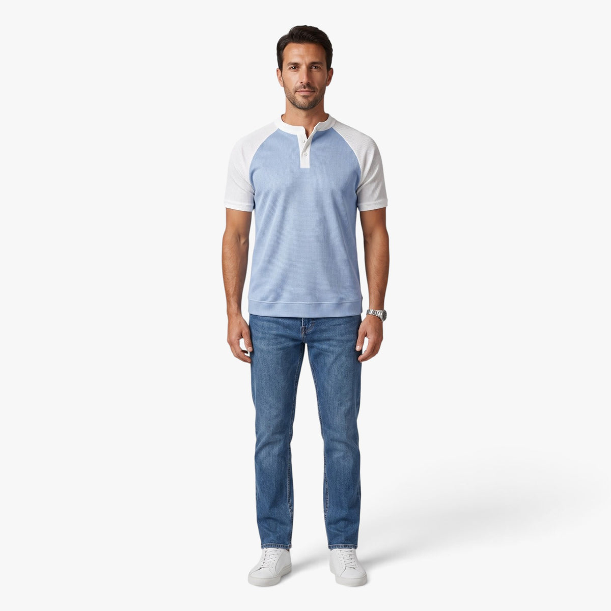 Old Fortune | Men's Waffle-Texture Henley Shirt