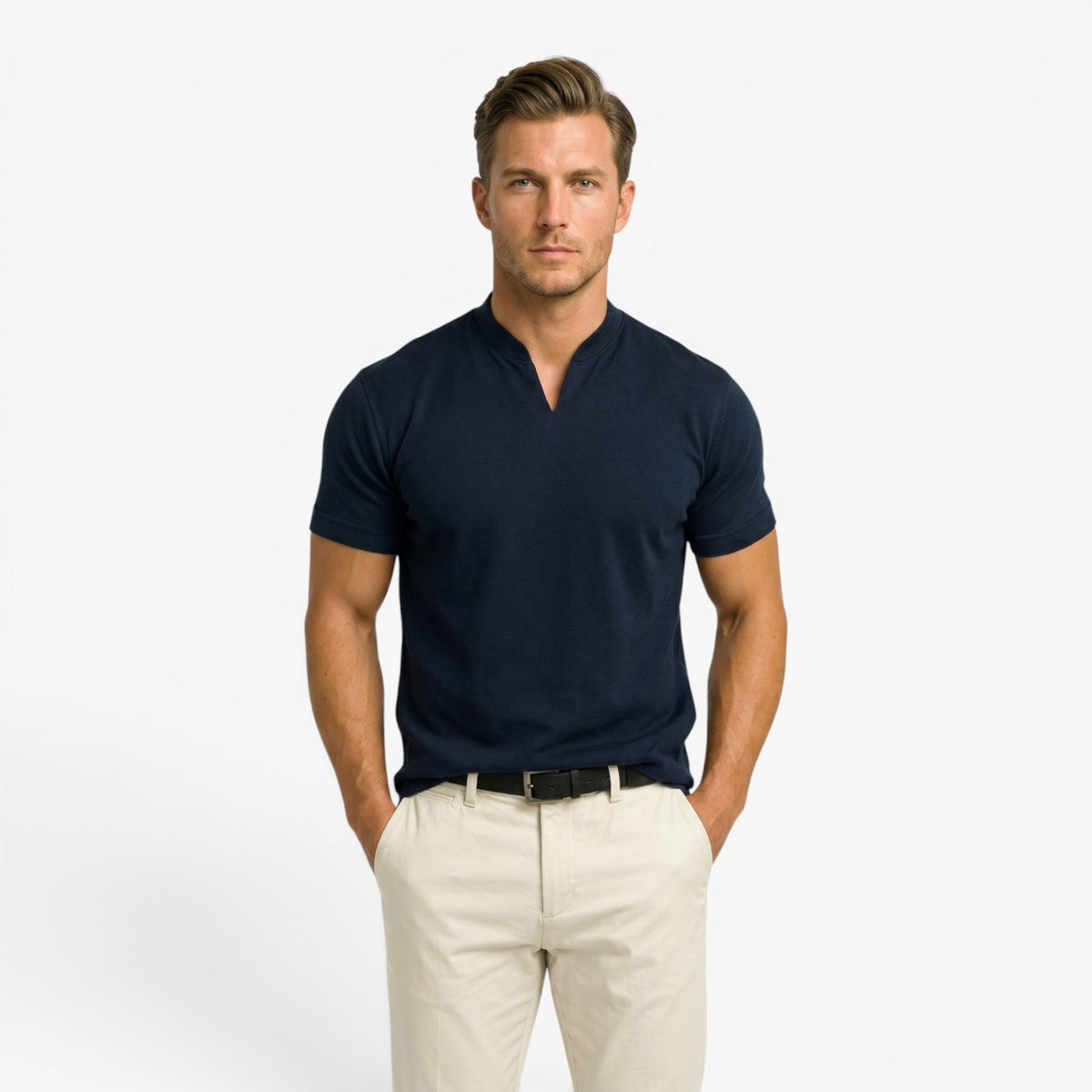 Old Fortune | Heren casual shirt met opstaande kraag  