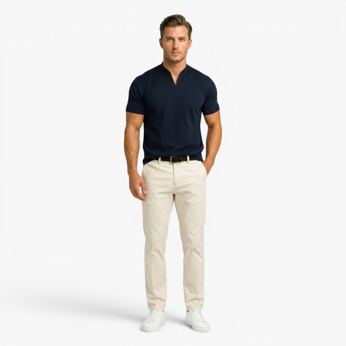Old Fortune | Heren casual shirt met opstaande kraag  