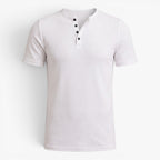 Old Fortune | Heren T-shirt met Ribstructuur, Henley-hals en Knopen, Slim Fit