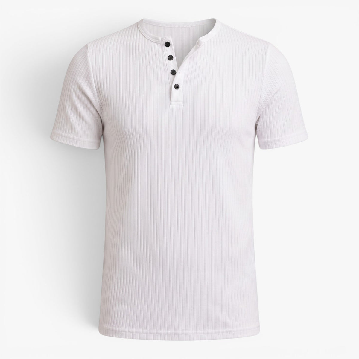 Old Fortune | Heren T-shirt met Ribstructuur, Henley-hals en Knopen, Slim Fit