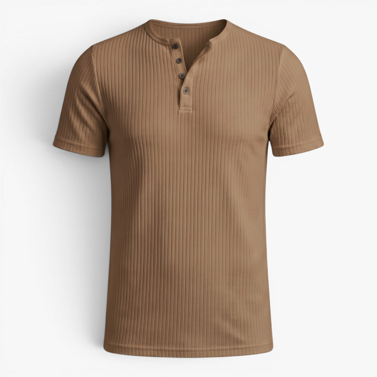 Old Fortune | Heren T-shirt met Ribstructuur, Henley-hals en Knopen, Slim Fit