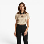 Old Fortune | Elegant Blouse with Contrasting Collar and Cutout