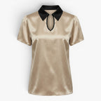 Old Fortune | Elegant Blouse with Contrasting Collar and Cutout