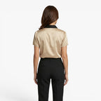 Old Fortune | Elegant Blouse with Contrasting Collar and Cutout