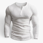 Old Fortune | Heren Geribd Henley Slim Fit T-shirt met Lange Mouwen