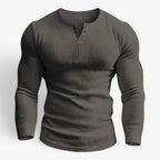 Old Fortune | Heren Geribd Henley Slim Fit T-shirt met Lange Mouwen