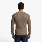 Old Fortune | Heren Geribd Henley Slim Fit T-shirt met Lange Mouwen