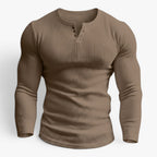 Old Fortune | Heren Geribd Henley Slim Fit T-shirt met Lange Mouwen