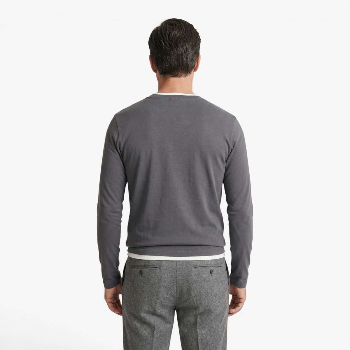 Old Fortune | Heren T-shirt met Lange Mouwen en V-hals met Split